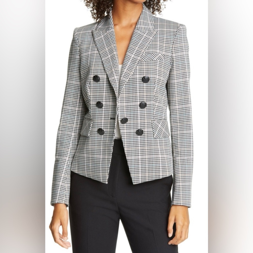 VERONICA BEARD Blazer Diego Dickey Womens Size 12 Shepherds Check Micro Cropped